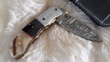 "WORKHORSE" DAMASCUS/CAMEL/RAM HORN POCKET KNIFE