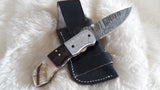 "WORKHORSE" DAMASCUS/CAMEL/RAM HORN POCKET KNIFE