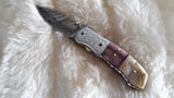 "WORKHORSE" DAMASCUS/CAMEL/RAM HORN POCKET KNIFE