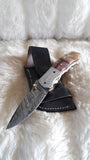 "WORKHORSE" DAMASCUS/CAMEL/RAM HORN POCKET KNIFE