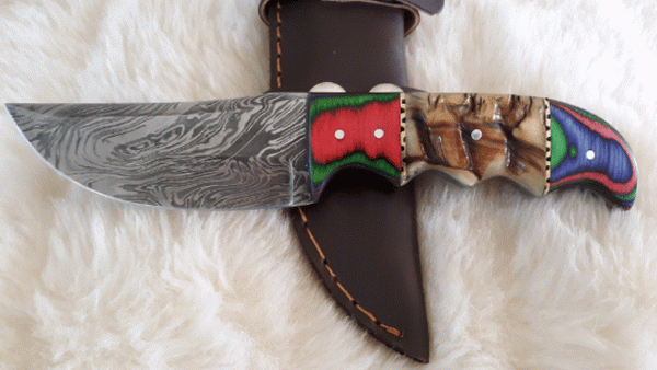 CUSTOM DAMASCUS COMANCHE TRAIL RAM HORN/WOOD HUNTING SKINNING KNIFE –  Bama Paracord & More