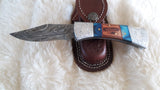 "LONESTAR" HAND MADE Damascus Steel Folder  W/Sheath-Free Shipping