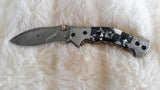 "SPECKLED PUP" DAMASCUS POCKET KNIFE W/SHEATH