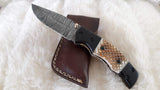 "HONEYCOMB II" DAMASCUS ENGRAVED BURN BONE POCKET KNIFE