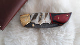 "RED WING" DAMASCUS RAM HORN POCKET KNIFE