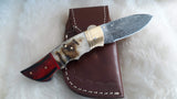 "RED WING" DAMASCUS RAM HORN POCKET KNIFE