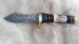 CUSTOM DAMASCUS "THE FAWN I" MINI STAG ANTLER HUNTING KNIFE
