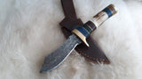 CUSTOM DAMASCUS "THE FAWN I" MINI STAG ANTLER HUNTING KNIFE