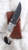 "GET A GRIP" DAMASCUS RAM HORN POCKET KNIFE