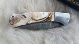 "SAHARA SUN" DAMASCUS POCKET KNIFE W/SHEATH
