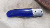 "OL' BLUE" DAMASCUS/CAMEL BONE POCKET KNIFE