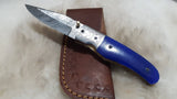 "OL' BLUE" DAMASCUS/CAMEL BONE POCKET KNIFE