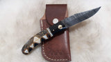 "RANCHER DELUXE" DAMASCUS CAMEL BONE FOLDER