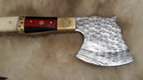 "THIN RED LINE" FULL TANG FIRE FIGHTER CAMEL/WOOD AX W/CUSTOM SHEATH
