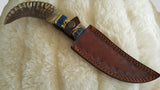CUSTOM DAMASCUS "RAM'S HORN" HUNTING KNIFE W/SHEATH