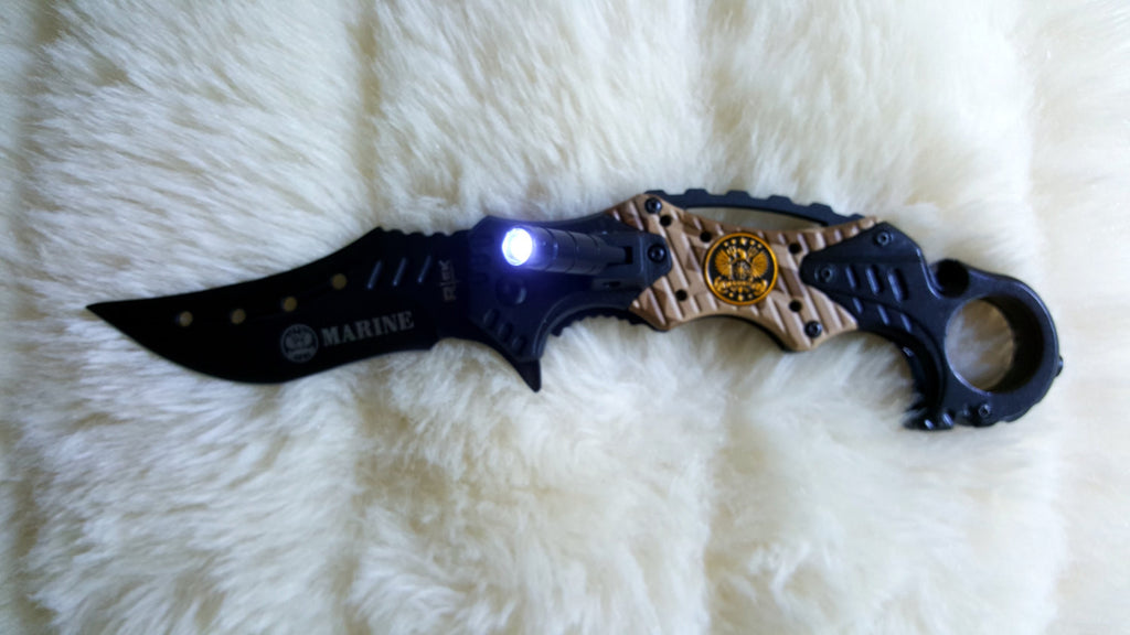 MARINES KARAMBIT W/LED Light Knife-New – Bama Paracord & More