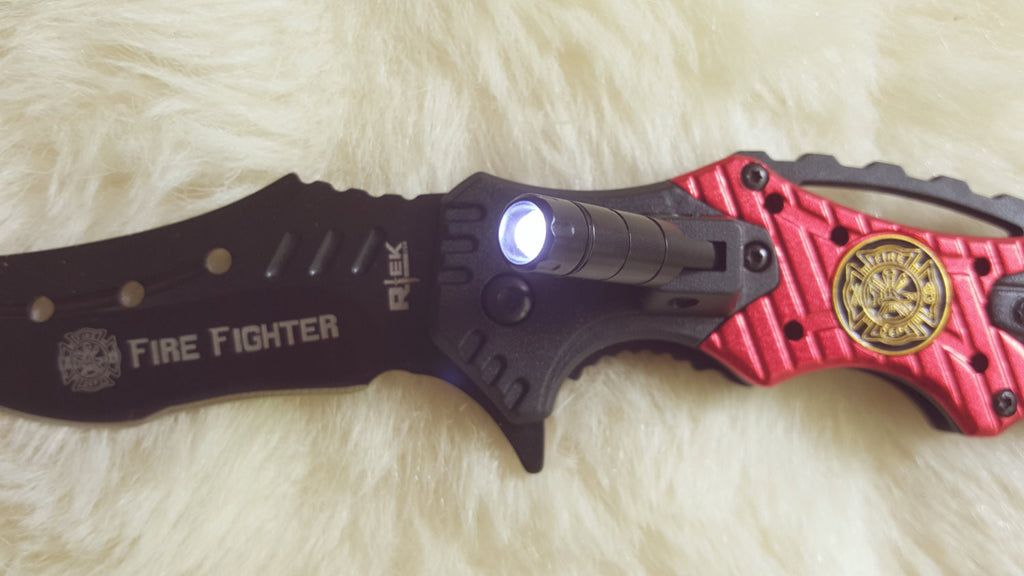 FIRE FIGHTER Karambit Rescue Knife with LED Light-New – Bama Paracord ...