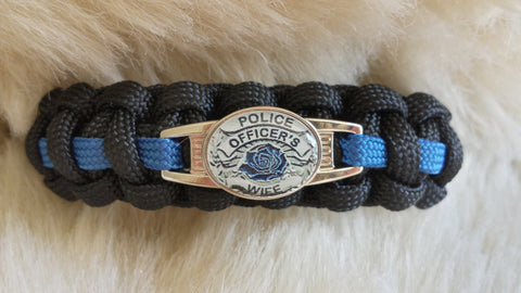 Police Thin Blue Line Officers Wife Paracord Bracelet-Choose Size